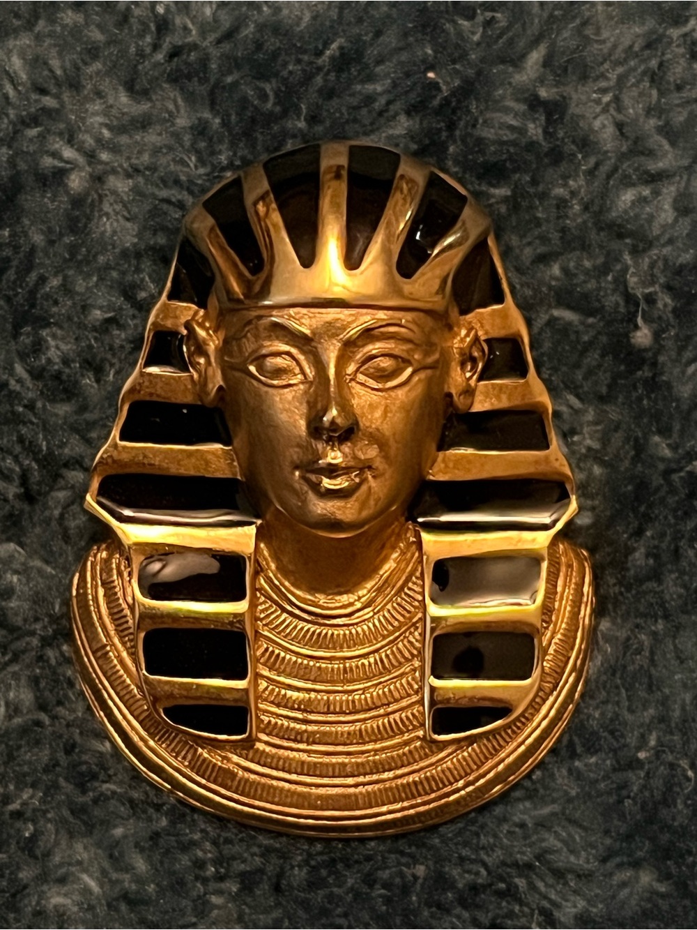Vintage Erwin Pearl Gold-tone and Enamel Egyptian Revival Pharaoh Brooch/Pendent